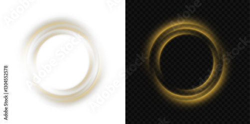 Png golden Rings Glowing Light Sparkles, Shining Circle Light Effect, Radiant Gold Loop Glow, Luxurious Png golden Halo, Bright Round Light Flare, Elegant Gold.