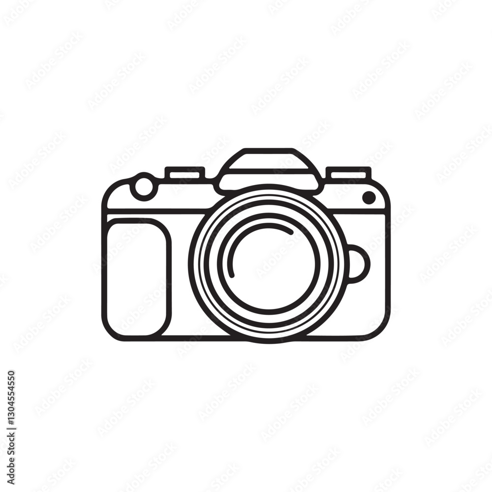 Professional DSLR Camera Icon | Black & White Line Art Photography Logo Professional DSLR Camera Icon | Black & White Line Art Photography Logo