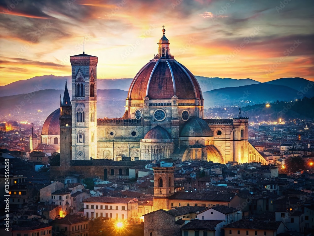 Fototapeta premium Florence Duomo Double Exposure: Cityscape & Architectural Overlay
