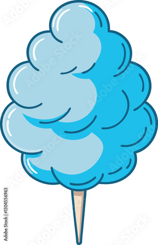 cotton candy blue color flat vector illustration clipart