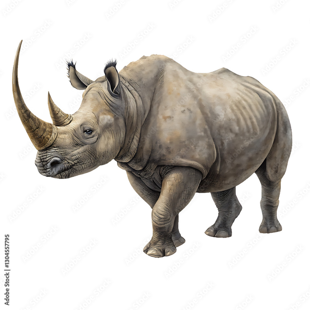 Fototapeta premium Detailed Illustration of a Majestic Rhinoceros