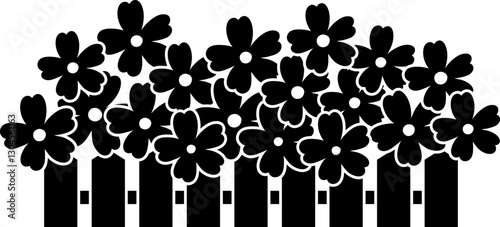 Spring flowerbed silhouette.
Garden Flower Group silhouette.
Spring cute Simple flowers flat vector illustration.
Transparent background.