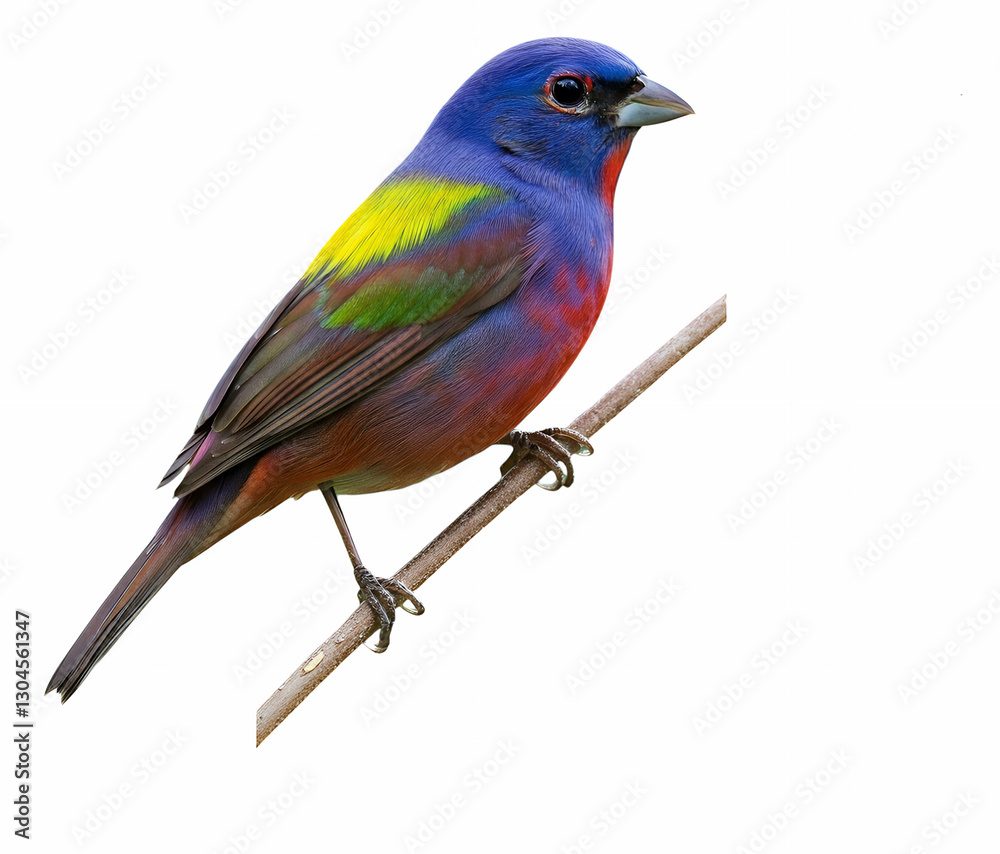 Vividly Colored Bird Perched on a Slender Branch Vividly Colored Bird Perched on a Slender Branch