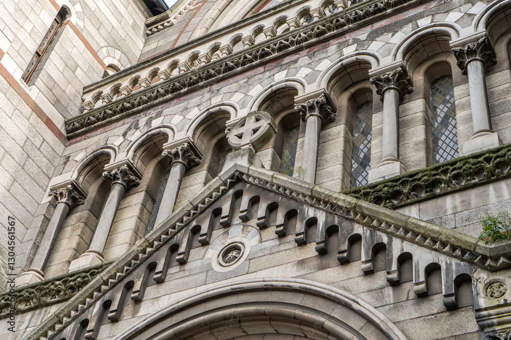 Closeup of a remarkable building with beautiful arches and columns Closeup of a remarkable building with beautiful arches and columns