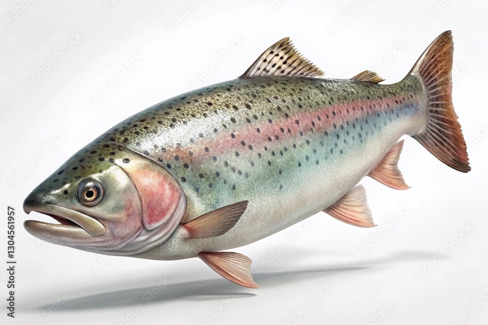 Fresh Raw Trout, Isolated on White Background - High-Resolution Stock Photo Fresh Raw Trout, Isolated on White Background - High-Resolution Stock Photo