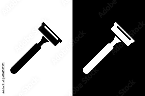 Stylized Shaving Razor Icon Elegant Black and White Silhouette Design.