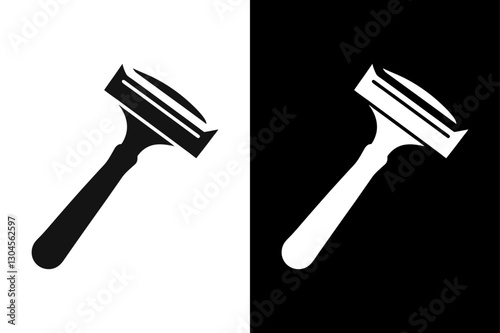 Stylized Shaving Razor Icon Elegant Black and White Silhouette Design.