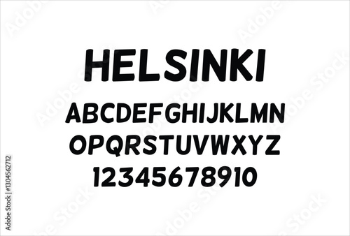 Helsinki font for logo and headline. Isolated vector typeset
