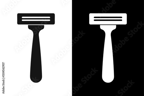 Stylized Shaving Razor Icon Elegant Black and White Silhouette Design.