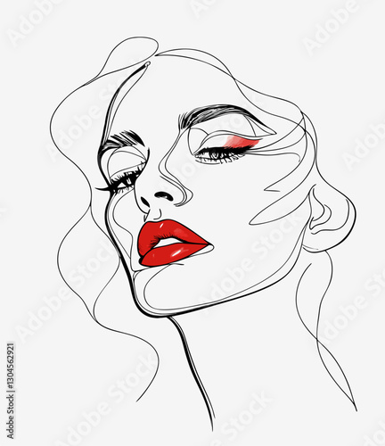 Modern style: single line graphics with an emphasis on femininity and eye makeup
