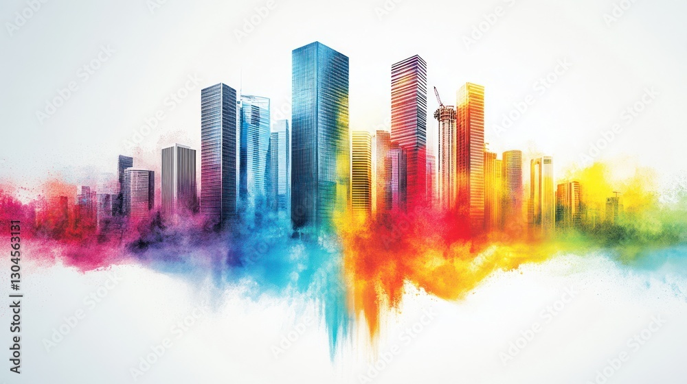 Fototapeta premium Vibrant Cityscape: A Colorful Urban Dream