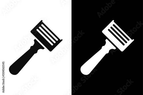 Black and White Razor Icon Minimalist Silhouette Vector for Beauty & Hygiene.