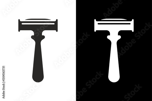 Black and White Razor Icon Minimalist Silhouette Vector for Beauty & Hygiene.