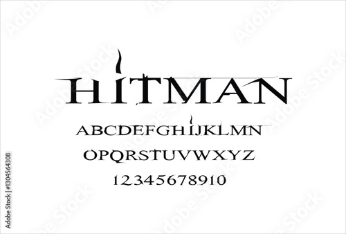 Hitman font for logo and headline. Isolated vector typeset