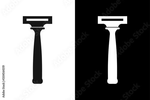 Black and White Razor Icon Minimalist Silhouette Vector for Beauty & Hygiene.