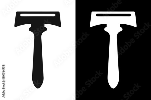 Black and White Razor Icon Minimalist Silhouette Vector for Beauty & Hygiene.