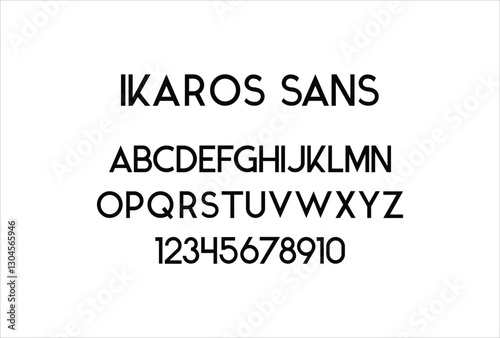 Ikaros Sans font for logo and headline. Isolated vector typeset