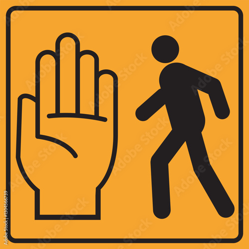 don't walk, pedestrian stop sign on yellow background.vector
