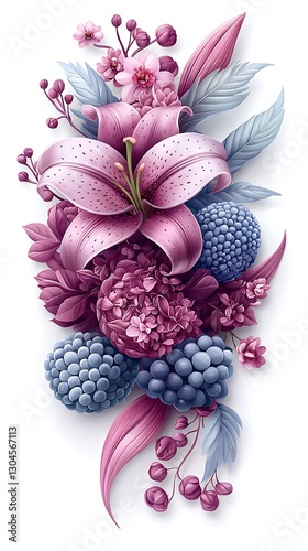 Purple floral bouquet, digital art