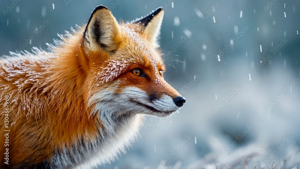 Fototapeta premium Frozen Gaze: A Fox In the Winter 