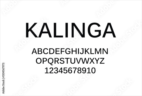 Kalinga font for logo and headline. Isolated vector typeset