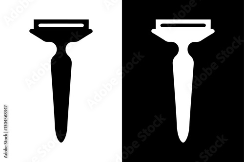 Black and White Razor Silhouette Perfect for Grooming & Barber Designs.