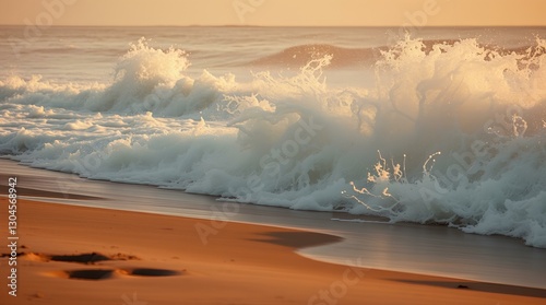 Powerful Waves at Golden Hour: A Moody and Dynamic Seascape