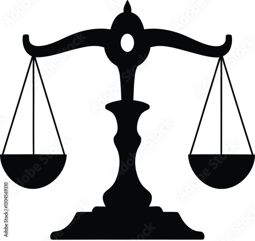 Balanced Scales of Justice Silhouette Icon - Legal and Law Symbol
