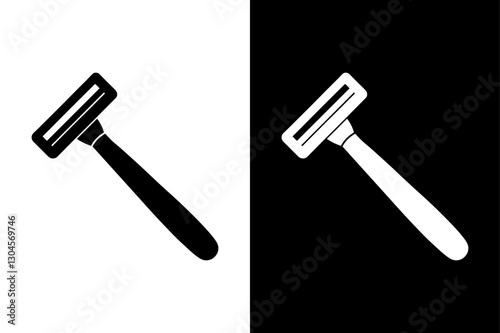 Simple Razor Icon High-Quality Black and White Silhouette Vector.