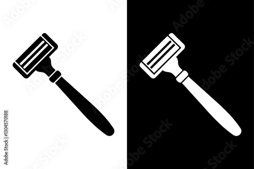 Simple Razor Icon High-Quality Black and White Silhouette Vector.