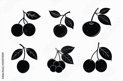  set of serviceberry fruit vector illustration.