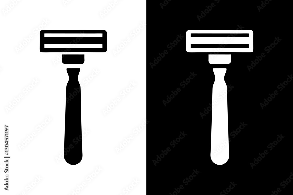 Simple Razor Icon High-Quality Black and White Silhouette Vector.