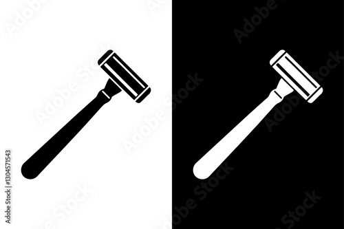 Razor Silhouette Vector Icon Black and White Background.