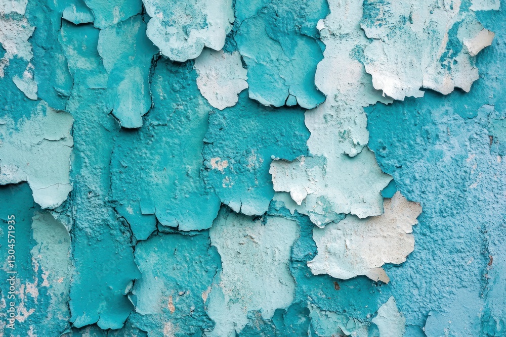 Obraz premium Peeling turquoise paint on textured wall.
