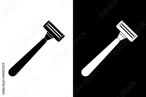 Razor Silhouette Vector Icon Black and White Background.