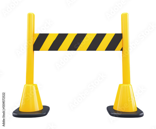 Caution Zone: A brightly colored construction barrier, striped in contrasting yellow and black, stands as a clear visual cue, defining a restricted area or indicating potential hazards. 