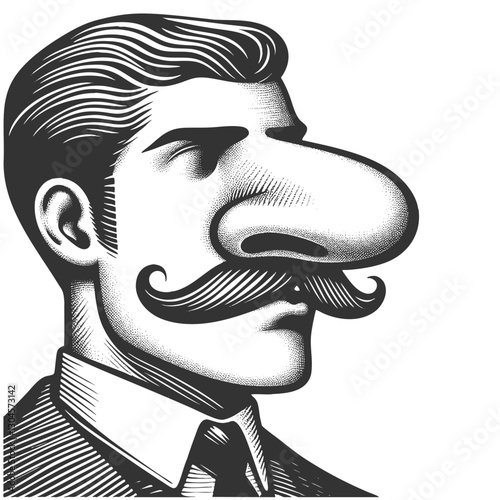 Caricatured Man with Large Nose vector