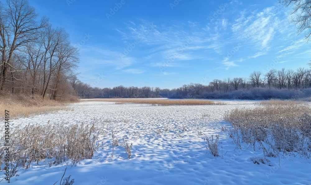 Serene snow-covered field under a bright blue winter sky, showcasing the purity of nature . Serene snow-covered field under a bright blue winter sky, showcasing the purity of nature .