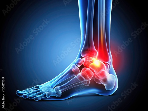 Ankle X-Ray Inflammation: Detailed Medical Image Showing Joint Arthritis & Swelling