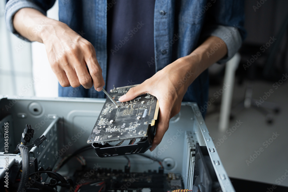IT Engineer installing Hardware Equipment Development Facility Engineer Maintenance computer Motherboard Electronic repair shop technology business IT Engineer installing Hardware Equipment Development Facility Engineer Maintenance computer Motherboard Electronic repair shop technology business