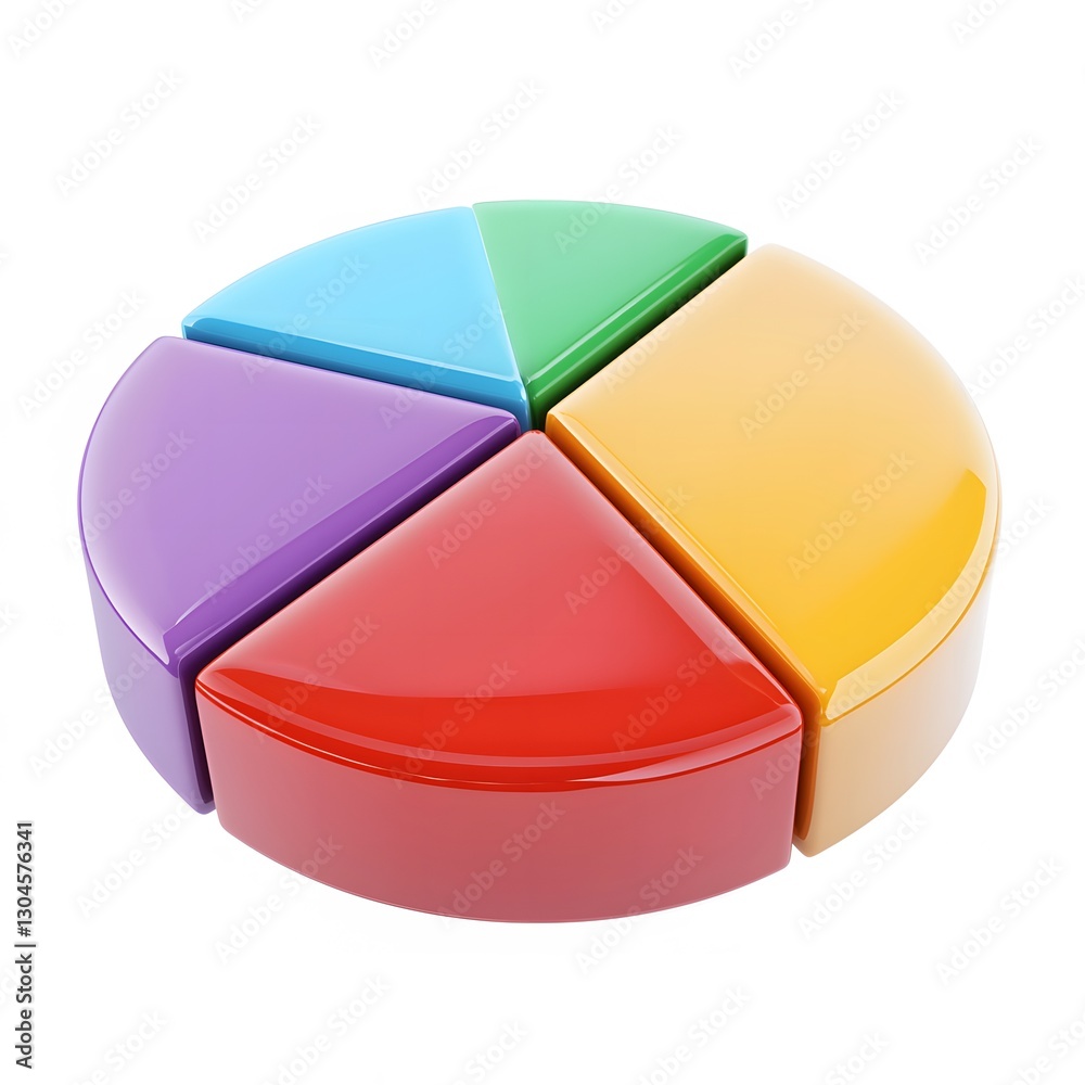 Obraz premium Colorful pie chart representation business presentation infographic design modern office top view visual data analysis