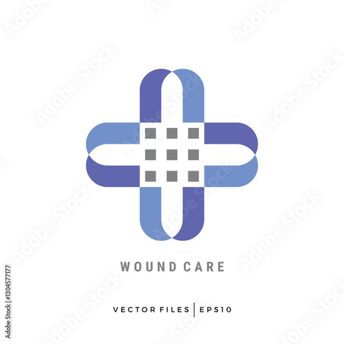 Wound care symbol emblem logo with cross