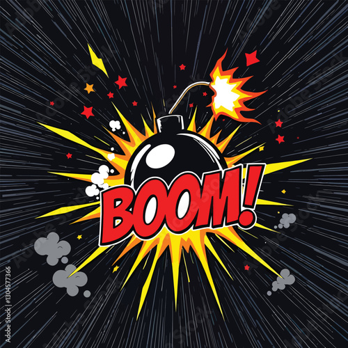 Pop art and comic speech bubble with boom text