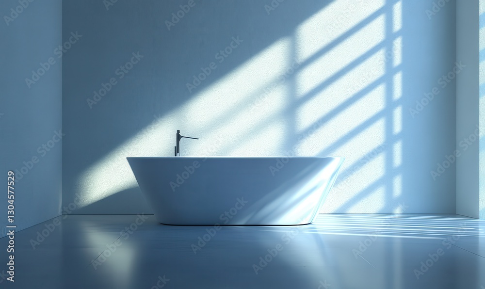 Modern bathroom with minimalist decor, clean lines, and neutral tones, soft light casting gentle shadows across the sleek surface Modern bathroom with minimalist decor, clean lines, and neutral tones, soft light casting gentle shadows across the sleek surface