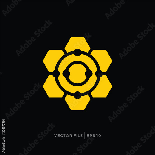 Tech bee honey hive solid logo design