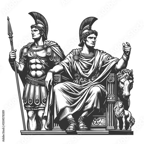 Roman Emperor and Soldier vector illustration