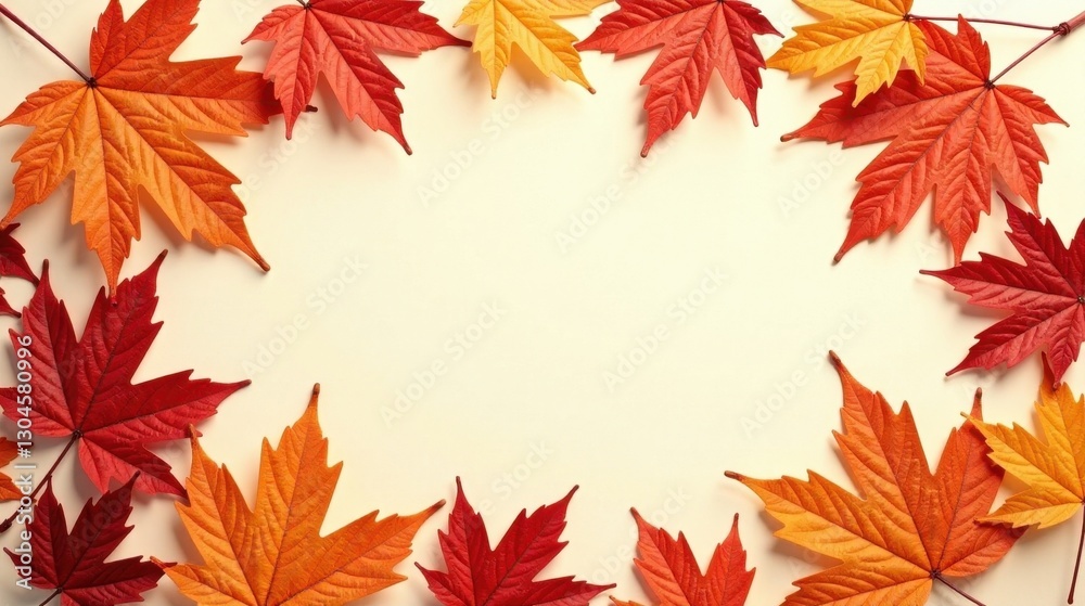 Autumnal Foliage Frame Vibrant Red and Orange Leaves Encircling a Blank Space Ideal for Seasonal Greetings or Festive Announcements Autumnal Foliage Frame Vibrant Red and Orange Leaves Encircling a Blank Space Ideal for Seasonal Greetings or Festive Announcements