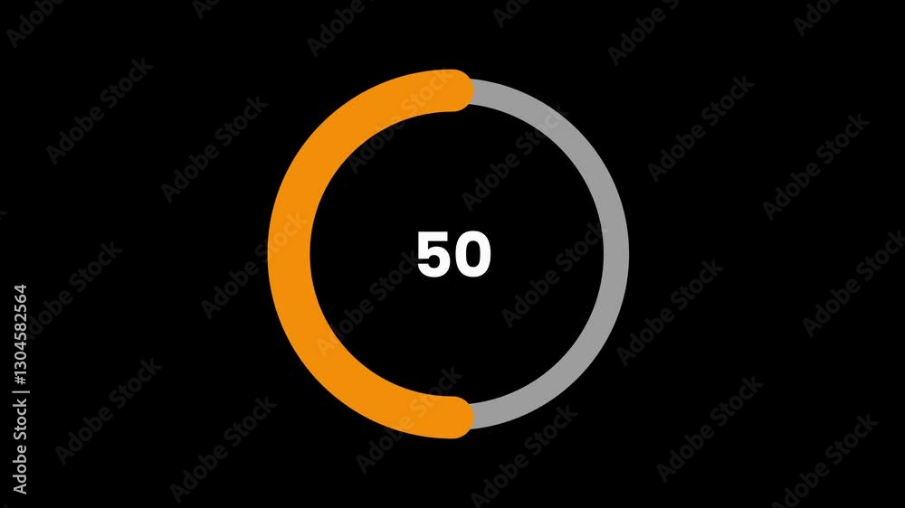 Orange Bar Circle animation on black background screen orange circles icon on background video, Numerical counting from 0 to 100,  circle loading bar 