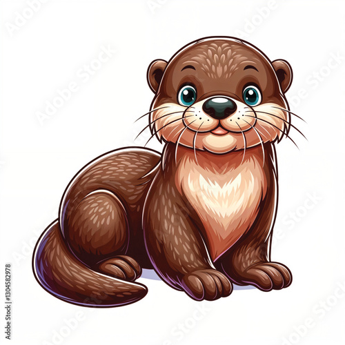 Cute Cartoon Otter Illustration