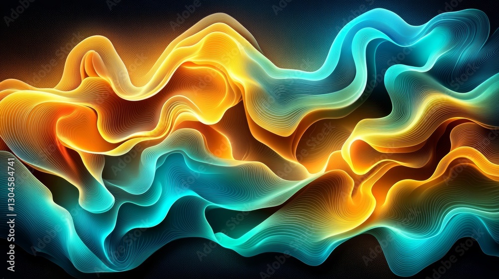 Obraz premium Teal And Yellow Gradient Circles Abstract Background